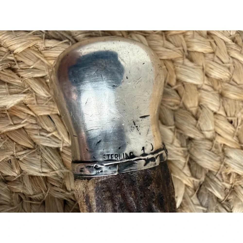Antique sterling silver and stag horn antler corkscrew‎